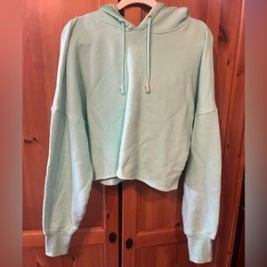 UGG Mint Green Cropped Hoodie Sweatshirt Raw Hem Women’s Large